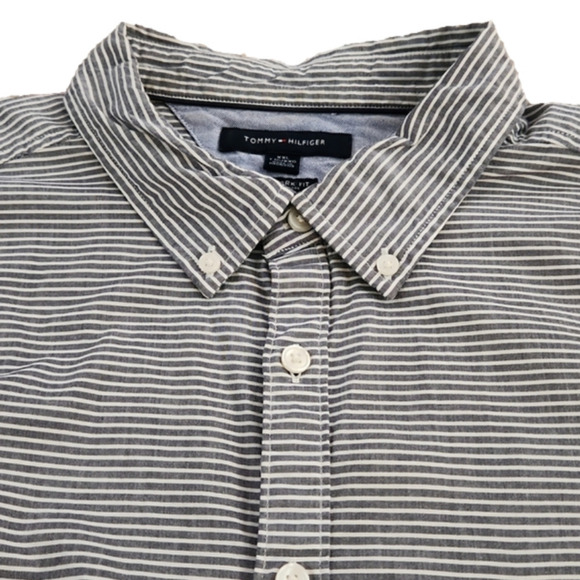 TOMMY Hilfiger Gray & White Stripes Button-Up Shirt - Picture 2 of 8